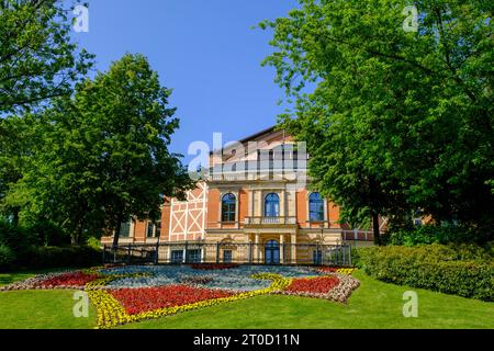 Richard-Wagner-Festspieltheater auf dem Grünen Hügel, Bayreuth, Oberfranken, Bayern, Deutschland Stockfoto