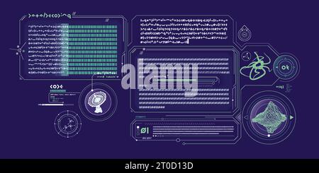 SCI-fi-Schnittstelle des Datendekodierungsprogramms. Stock Vektor