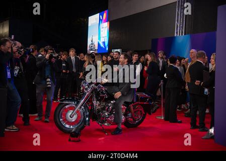 London, Großbritannien. Oktober 2023. Nick Moran nimmt an der Headline Gala der Bikeriders während des 67. BFI London Film Festival in der Royal Festival Hall Teil. Quelle: SOPA Images Limited/Alamy Live News Stockfoto