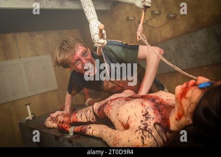 Staines, Großbritannien. Oktober 2023. VIP- und Pressestart für Thorpe Park Fright Nights Scare Event. Autor: Thomas Faull/Alamy Live News Stockfoto