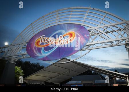 Staines, Großbritannien. Oktober 2023. VIP- und Pressestart für Thorpe Park Fright Nights Scare Event. Autor: Thomas Faull/Alamy Live News Stockfoto