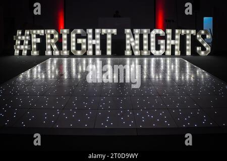 Staines, Großbritannien. Oktober 2023. VIP- und Pressestart für Thorpe Park Fright Nights Scare Event. Autor: Thomas Faull/Alamy Live News Stockfoto