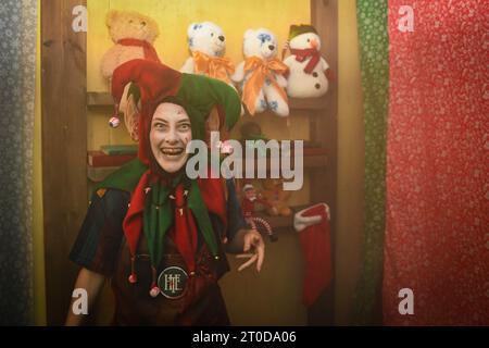 Staines, Großbritannien. Oktober 2023. VIP- und Pressestart für Thorpe Park Fright Nights Scare Event. Autor: Thomas Faull/Alamy Live News Stockfoto