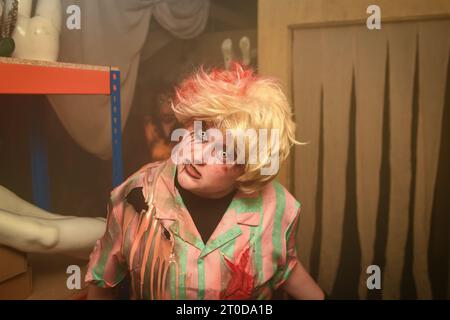 Staines, Großbritannien. Oktober 2023. VIP- und Pressestart für Thorpe Park Fright Nights Scare Event. Autor: Thomas Faull/Alamy Live News Stockfoto