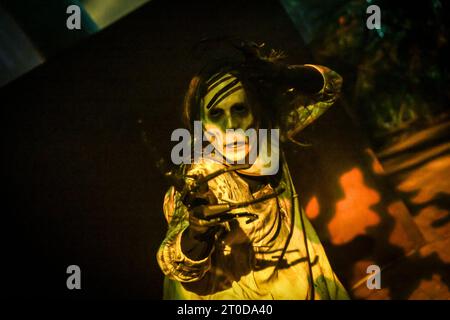 Staines, Großbritannien. Oktober 2023. VIP- und Pressestart für Thorpe Park Fright Nights Scare Event. Autor: Thomas Faull/Alamy Live News Stockfoto