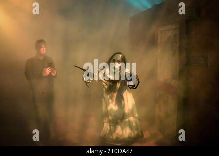 Staines, Großbritannien. Oktober 2023. VIP- und Pressestart für Thorpe Park Fright Nights Scare Event. Autor: Thomas Faull/Alamy Live News Stockfoto