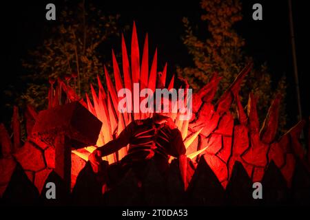 Staines, Großbritannien. Oktober 2023. VIP- und Pressestart für Thorpe Park Fright Nights Scare Event. Autor: Thomas Faull/Alamy Live News Stockfoto