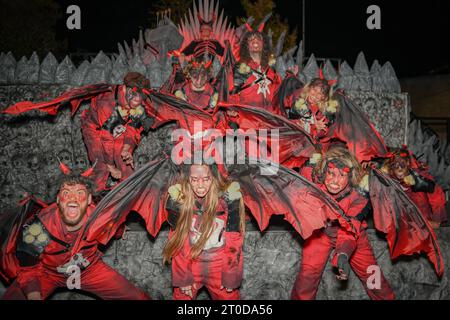 Staines, Großbritannien. Oktober 2023. VIP- und Pressestart für Thorpe Park Fright Nights Scare Event. Autor: Thomas Faull/Alamy Live News Stockfoto