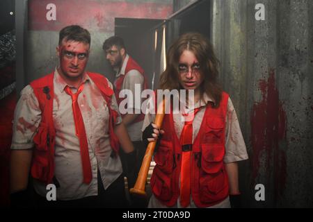 Staines, Großbritannien. Oktober 2023. VIP- und Pressestart für Thorpe Park Fright Nights Scare Event. Autor: Thomas Faull/Alamy Live News Stockfoto