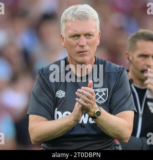 London, Großbritannien. August 2023 - West Ham United gegen Chelsea - Premier League - London Stadium. West Ham Manager David Moyes. Bildnachweis: Mark Pain / Alamy Live News Stockfoto