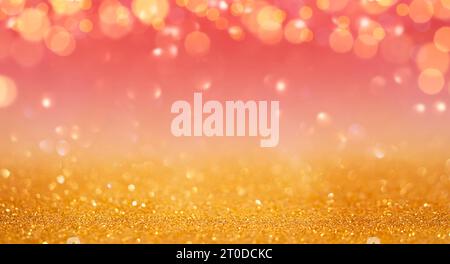Festliche rote und gelbe Unschärfe Lichter Bokeh Hintergrund. Selektiver Fokus Stockfoto