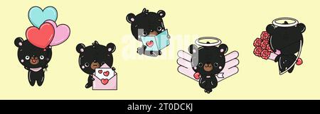 Sammlung von Vektorbären Kunst Satz der isolierten Bear Clipart-Illustration. Niedliche Vektortiere Stock Vektor