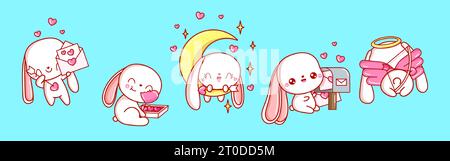 Sammlung von Vector Bunny Art. Satz isolierter Kaninchen-Clipart-Illustration. Niedliche Vektortiere Stock Vektor