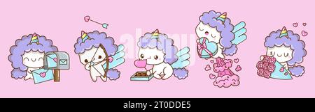Sammlung von Vector Unicorn Art Satz isolierter Horse Clipart-Illustration. Stock Vektor