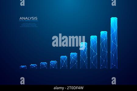 Hi-Tech-Hologramm des wachsenden Diagramms auf blauem Hintergrund. Stock Vektor