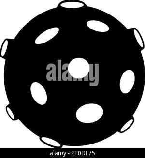 Planet mit Krater, Vollmond, Meteorit. Abbildung des Symbols für den flachen Vektor. Einfaches schwarzes Symbol auf weißem Hintergrund. Planet mit Kratern, Vollmond-Zeichen Stock Vektor