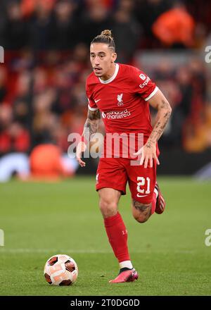 Liverpool, Großbritannien. Oktober 2023. Kostas Tsimikas aus Liverpool während des Spiels der UEFA Europa League in Anfield, Liverpool. Der Bildnachweis sollte lauten: Gary Oakley/Sportimage Credit: Sportimage Ltd/Alamy Live News Stockfoto