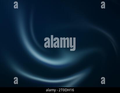 Abstrakte fließende, flüssige, wellige, geschwungene und leuchtend blaue Formen auf dunkelblauem Hintergrund. Hochauflösender, unscharfer und dynamischer Hintergrund im Vollformat. Stockfoto