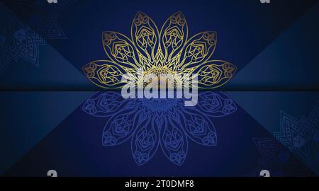 orientalische abstrakte, stilvolle, grüne Farbverlauf, luxuriöse, bunte Mandala-Kunst-Hintergrundschablone Stock Vektor