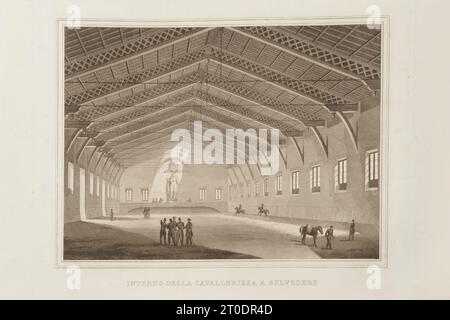 P. Cacchiatelli - G. Gleter, Wissenschaft und Kunst unter dem Pontifikat von Pius IX., veröffentlicht 1860 in Rom von der Tipografia delle Belle Arti, Via Poli, 91. Im Inneren befinden sich Radierungen, die die öffentlichen Werke darstellen, die während des Pontifikats von Pius IX. Entstanden sind Stockfoto