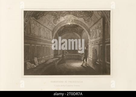 P. Cacchiatelli - G. Gleter, Wissenschaft und Kunst unter dem Pontifikat von Pius IX., veröffentlicht 1860 in Rom von der Tipografia delle Belle Arti, Via Poli, 91. Im Inneren befinden sich Radierungen, die die öffentlichen Werke darstellen, die während des Pontifikats von Pius IX. Entstanden sind Stockfoto