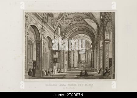 P. Cacchiatelli - G. Gleter, Wissenschaft und Kunst unter dem Pontifikat von Pius IX., veröffentlicht 1860 in Rom von der Tipografia delle Belle Arti, Via Poli, 91. Im Inneren befinden sich Radierungen, die die öffentlichen Werke darstellen, die während des Pontifikats von Pius IX. Entstanden sind Stockfoto
