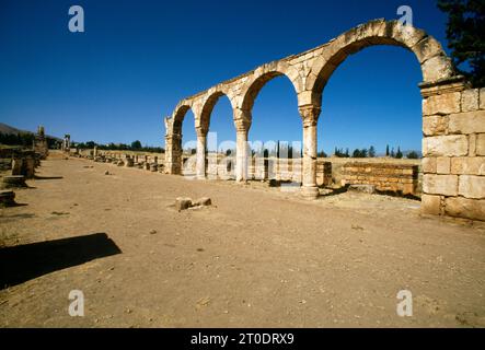 Anjar Libanon Ruinen, erbaut in den Umayyaden des 8. Jahrhunderts im römischen Stil von Kalif Malik Stockfoto