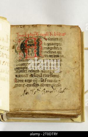 Kloster San Silvestro in Montefano. Bibliothek, Rule of St. Benedict, um 1240, „Regula sancti benedicti“ Stockfoto