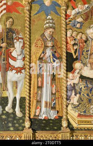 Belforte del Chienti (Italien, Marken - Provinz Macerata), Kirche Sant'Eustachio. Giovanni Boccati, Polyptychon, 15. Jahrhundert. (Detail links, St. Peter's), 1468 Stockfoto