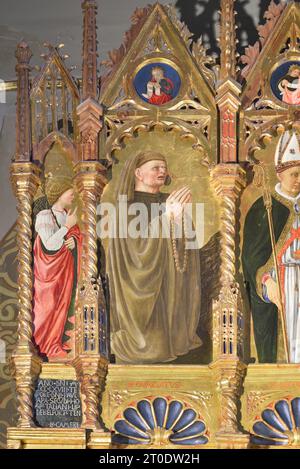 Belforte del Chienti (Italien, Marken - Provinz Macerata), Kirche Sant'Eustachio. Giovanni Boccati, Polyptychon, 15. Jahrhundert. (Details oben links, Beato Guardato), 1468 Stockfoto