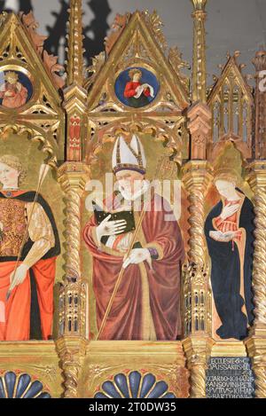 Belforte del Chienti (Italien, Marken - Provinz Macerata), Kirche Sant'Eustachio. Giovanni Boccati, Polyptychon, 15. Jahrhundert. (Rechtes Detail oberer Ordnung, San Eleuterio), 1468 Stockfoto