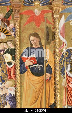 Belforte del Chienti (Italien, Marken - Provinz Macerata), Kirche Sant'Eustachio. Giovanni Boccati, Polyptychon, 15. Jahrhundert. (Detail rechts, San Giacomo Maggiore), 1468 Stockfoto