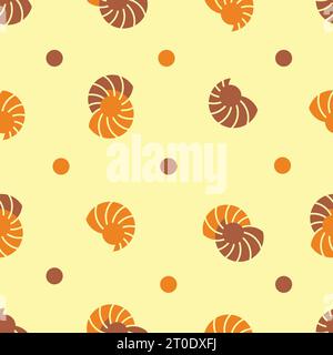 Spiralschale Schnecke Sand Design nahtlose Muster Vektor Stock Vektor