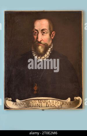 Urbania (Marken - PU), Palazzo Ducale, Gebiet Marken, Porträt von Francesco Maria II della Rovere, letzter Herzog von Urbino, um 1600–1610, Öl auf Leinwand Stockfoto