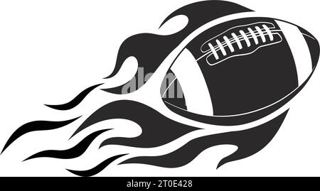 American Football Ball in brennender Flamme. Vorlage für Sport-Logo. Vektor auf transparentem Hintergrund Stock Vektor