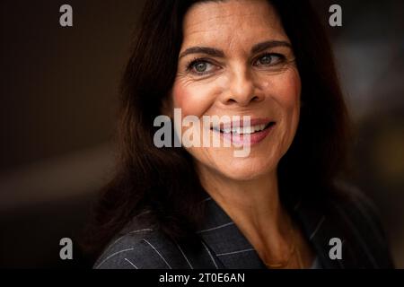 Ellen Hillingsoe bei einer Pressekonferenz für die dänische Thriller-Serie „Oxen“ in den Sorte Diamant in Kopenhagen am Freitag, den 6. Oktober 2023. Oxen ist eine neue dänische Thriller-Serie von TV2 über die Jaeger-Soldaten (Spezialeinsatzkräfte) Ochsen. (Foto: Ida Marie Odgaard/Ritzau Scanpix) Stockfoto