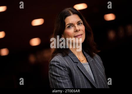 Ellen Hillingsoe bei einer Pressekonferenz für die dänische Thriller-Serie „Oxen“ in den Sorte Diamant in Kopenhagen am Freitag, den 6. Oktober 2023. Oxen ist eine neue dänische Thriller-Serie von TV2 über die Jaeger-Soldaten (Spezialeinsatzkräfte) Ochsen. (Foto: Ida Marie Odgaard/Ritzau Scanpix) Stockfoto