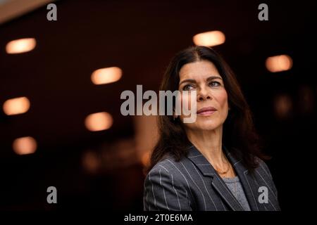 Ellen Hillingsoe bei einer Pressekonferenz für die dänische Thriller-Serie „Oxen“ in den Sorte Diamant in Kopenhagen am Freitag, den 6. Oktober 2023. Oxen ist eine neue dänische Thriller-Serie von TV2 über die Jaeger-Soldaten (Spezialeinsatzkräfte) Ochsen. (Foto: Ida Marie Odgaard/Ritzau Scanpix) Stockfoto