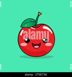 Entzückender Kawaii Cherry Clipart - Süße Frucht Illustration Stock Vektor