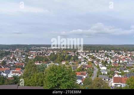 Die saarländische Gemeinde Kirkel am Donnerstag 05.10.2023. Im Bild: Die Aussicht von der Burg über Kirkel *** die saarländische Gemeinde Kirkel am Donnerstag 05 10 2023 im Bild der Blick von der Burg über Kirkel Bub Stockfoto