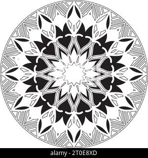 Flache neue Kunst Stil Hand gezeichnet abstrakte schwarz-weiße Farben Lotosblume Mandala Hintergrund Design Vektor Stock Vektor