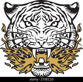 Gesichtsfarbe Des Flammenden Tigers. Vektorabbildung. Stock Vektor