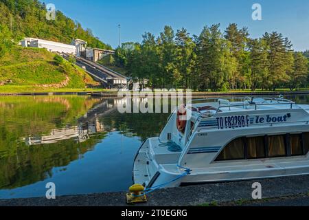 Bootslift Saint-Louis/Arzviller auf dem Rhein-Marne-Kanal, Arzviller, Departement Mosel, Grand Est, Frankreich Stockfoto