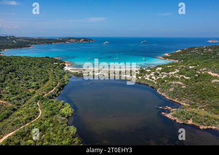Grande Pevero Beach, Porto Cervo, Arzachena, Costa Smeralda, Sardinien, Italien Stockfoto