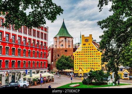 Pulverturm und Jakobs Kaserne in Riga, Lettland Stockfoto