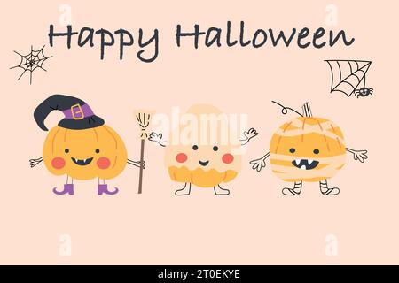 Niedliche Pumkin-Monster im halloween-Kostüm - Banner Stock Vektor