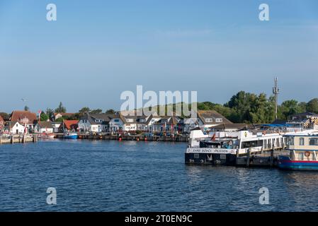 Fischerboote im Hafen von Vitte, Insel Hiddensee, Mecklenburg-Vorpommern, Deutschland Stockfoto