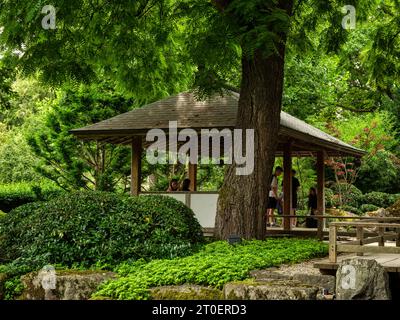 Der Japanische Garten im Botanischen Garten Augsburg Stockfoto