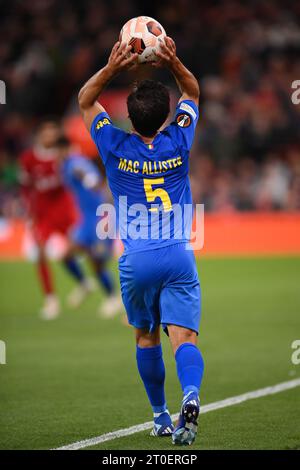 Liverpool, Großbritannien. Oktober 2023. Kevin Mac Allister von Royale Union Saint-Gilloise während des Spiels der UEFA Europa League in Anfield, Liverpool. Der Bildnachweis sollte lauten: Gary Oakley/Sportimage Credit: Sportimage Ltd/Alamy Live News Stockfoto