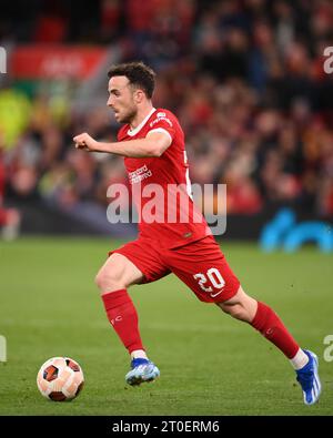 Liverpool, Großbritannien. Oktober 2023. Diogo Jota aus Liverpool während des Spiels der UEFA Europa League in Anfield, Liverpool. Der Bildnachweis sollte lauten: Gary Oakley/Sportimage Credit: Sportimage Ltd/Alamy Live News Stockfoto